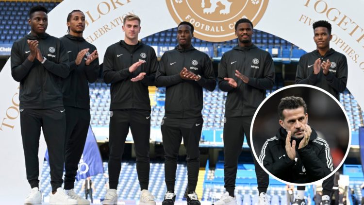 Chelsea's new signings presented to the fans at Stamford Bridge. Inset, Fulham manager Marco Silva clapping.