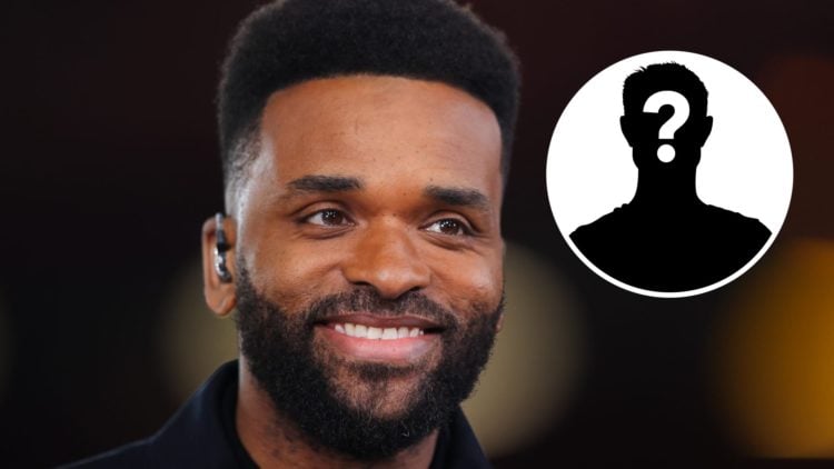 Darren Bent as a pundit for ITV Sport during the FA Cup. Inset, mystery football player.