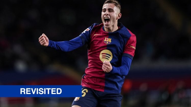 Fermin Lopez playing for Barcelona against Valencia in a La Liga match.