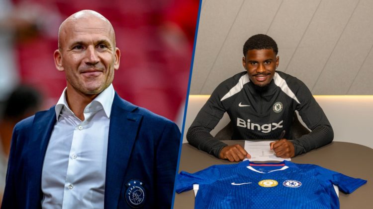 Split image - Ajax director Alex Kroes is standing before match between Ajax and Vojvodina and Jorrel Hato poses for photos as he signs for Chelsea