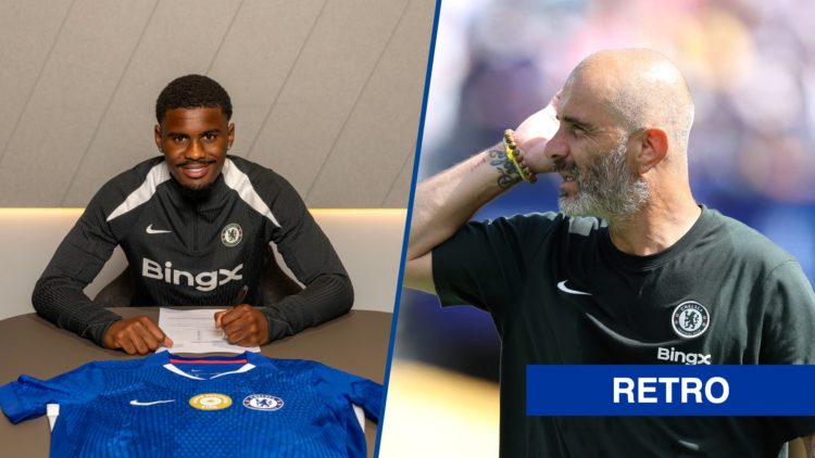 Split image - Chelsea unveil new signing Jorrel Hato and Chelsea manager Enzo Maresca looks on during the Club World Cup final