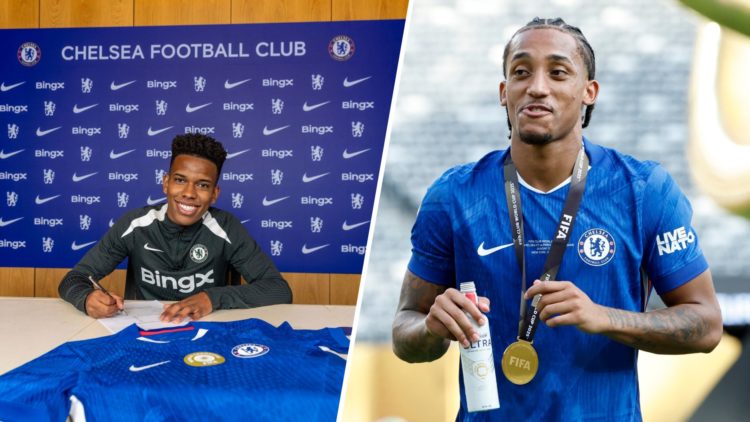 New Signing Estevao arrives at Chelsea FC. Joao Pedro celebrates after Chelsea FC v Paris Saint-Germain: Final - FIFA Club World Cup 2025