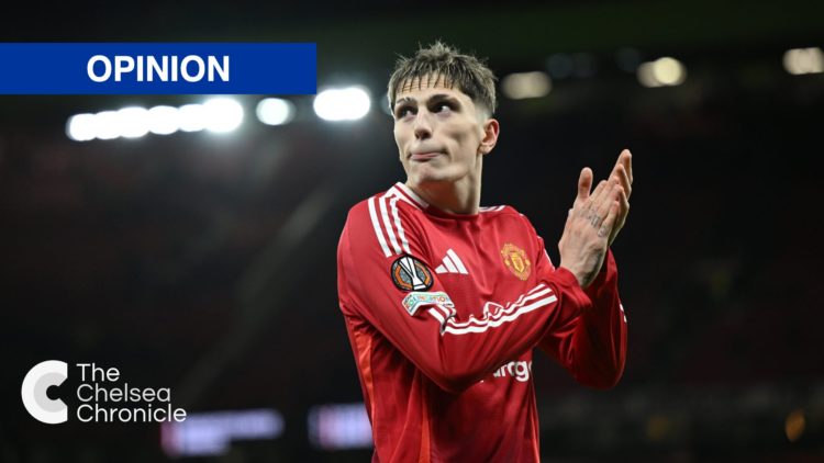 Alejandro Garnacho applauds fans after Europa League match between Manchester United and Rangers