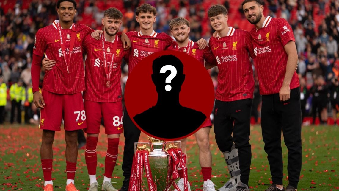 Liverpool players celebrating with Premier League trophy