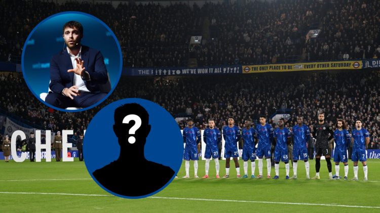 Chelsea players before Arsenal game, inset Fabrizio Romano at event