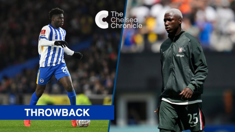 Split image - Carlos Baleba in action for Brighton against Nottingham Forest and Moises Caicedo prior to Fluminense FC v Chelsea FC