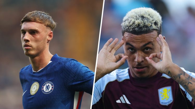 Cole Palmer in action during Chelsea v AC Milan - Pre-Season Friendly. Morgan Rogers celebrates during Eintracht Frankfurt vs Aston Villa FC - Inte...