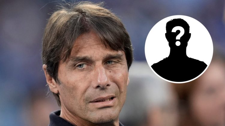 Napoli manager Antonio Conte looks on during the Serie A match against Como. Inset, mystery football player