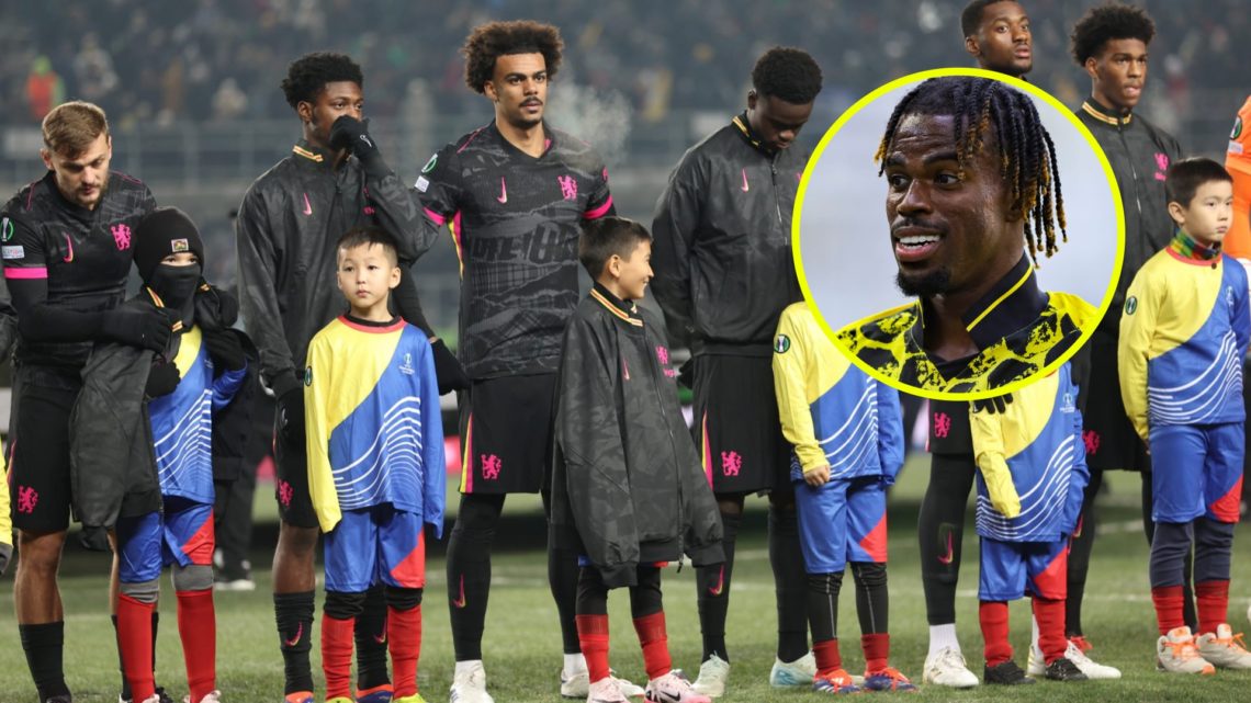 Chelsea players before Astana game, inset Carney Chukwuemeka of Borussia Dortmund reacts during Club World Cup match
