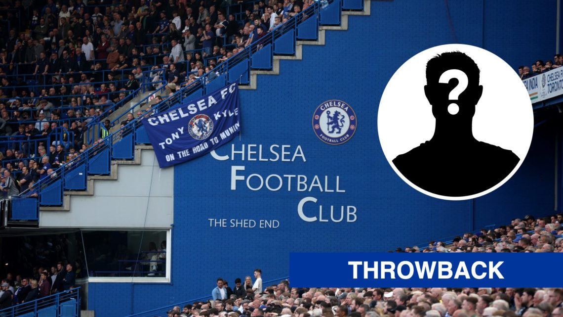 Chelsea fans inside Stamford Bridge for a Premier League match. Inset, mystery football player
