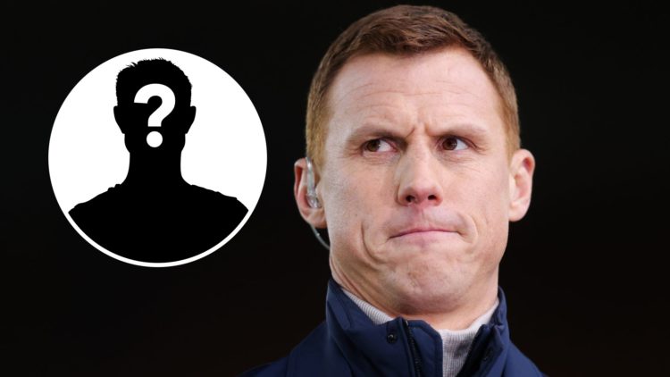 Steve Sidwell working as a pundit for TNT Sports during a Premier League match. Inset, mystery football player.