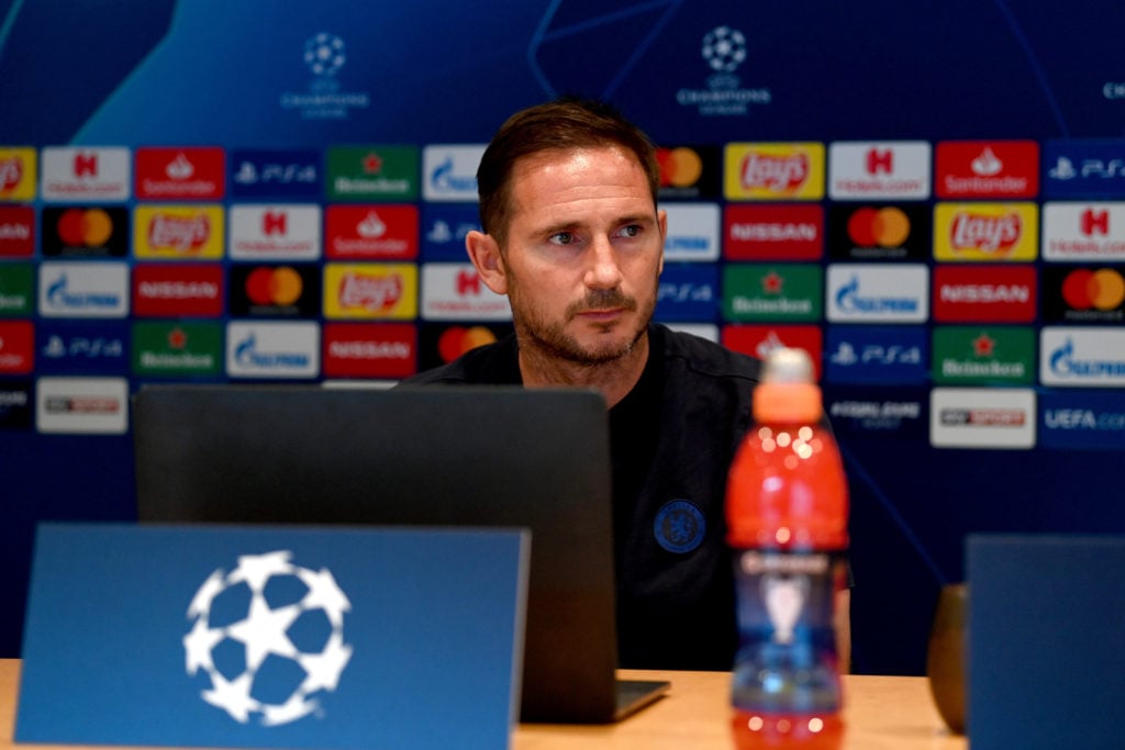 Frank Lampard attends a Chelsea Virtual Press Conference