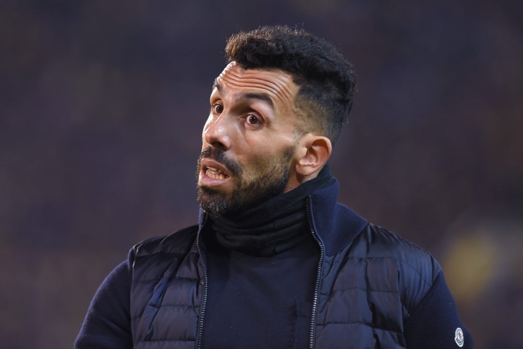 Carlos Tevez working as the Rosario Central manager in 2022.