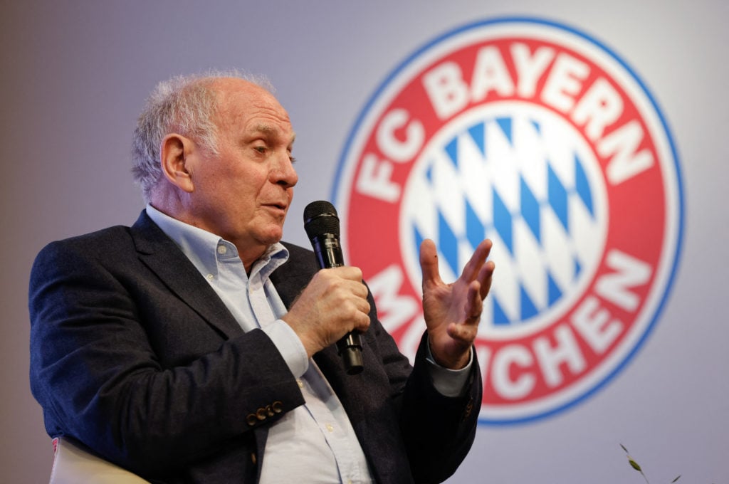 Bayern Munich's board member and former president Uli Hoeness speaking