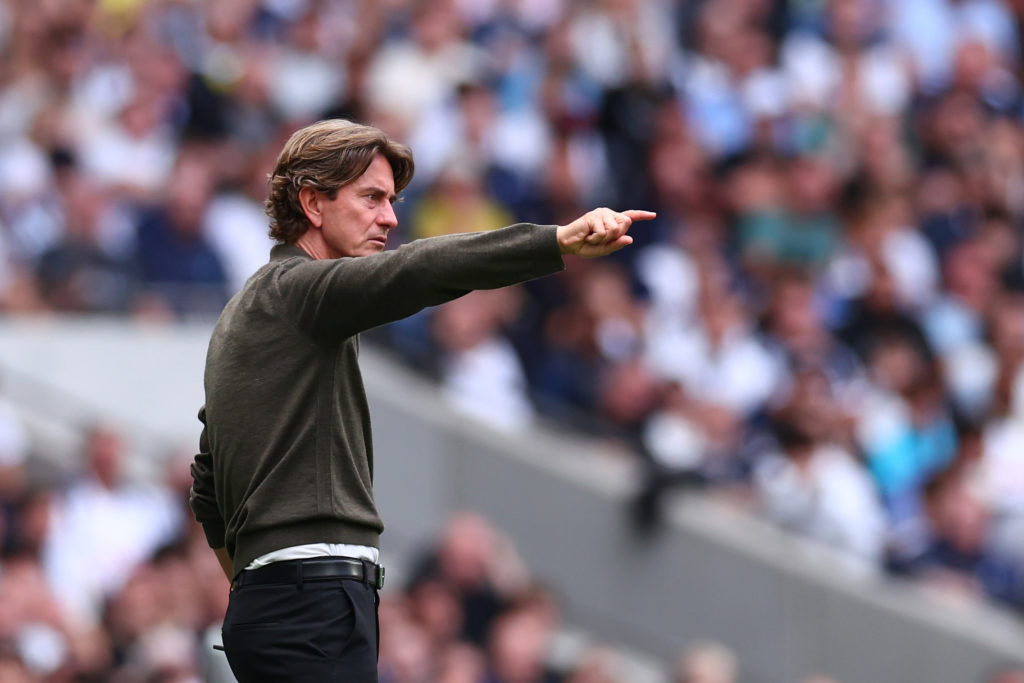 Tottenham manager Thomas Frank pointing