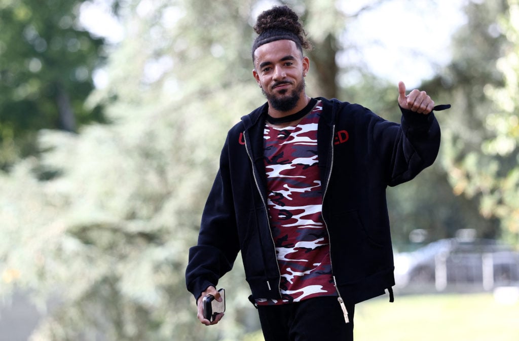 Chelsea defender Malo Gusto arriving for training with the France squad.