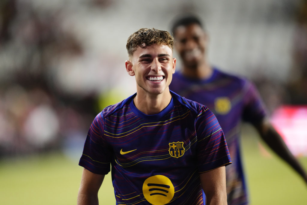 Fermin Lopez during Barcelona warm-up