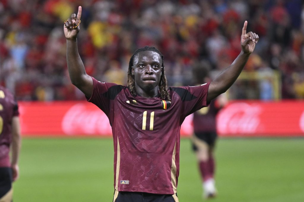 Jeremy Doku celebrates scoring during Belgium v Kazakhstan - FIFA World Cup 2026 European Qualifiers