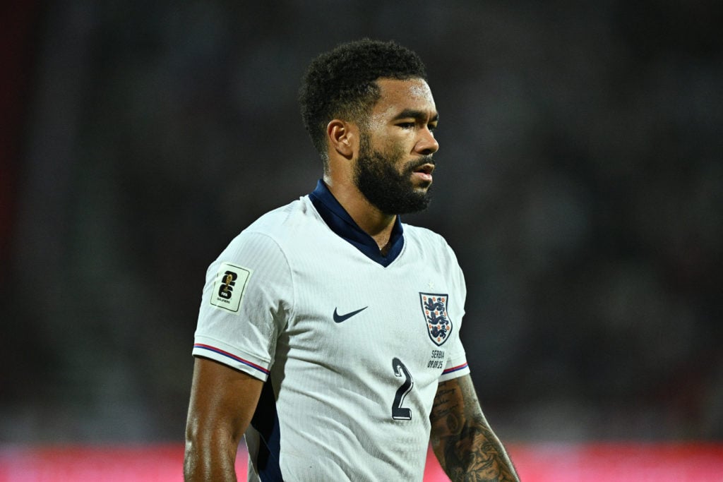 Reece James playing for England against Serbia in a World Cup qualifier.