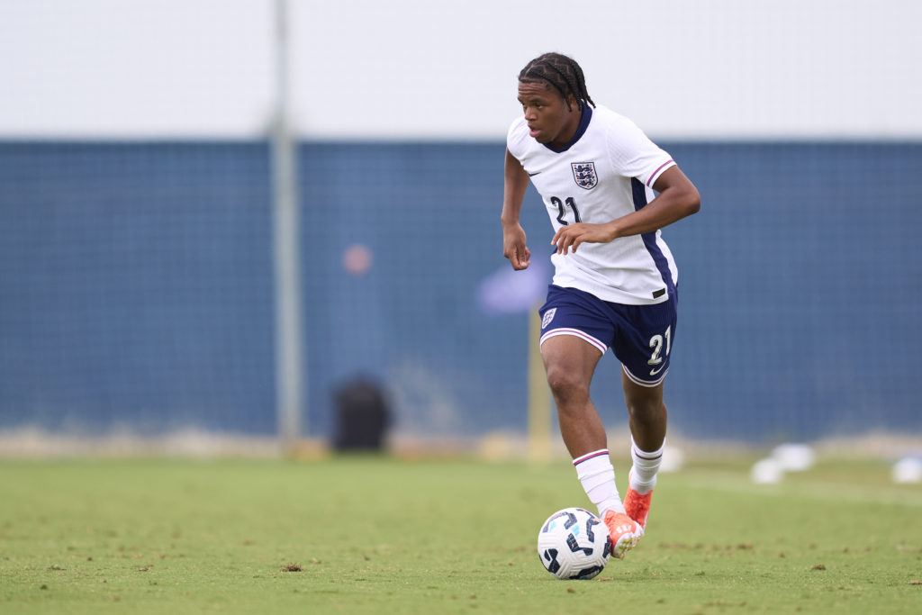 Rio Ngumoha with the ball during England v Netherlands - Men's U19 International
