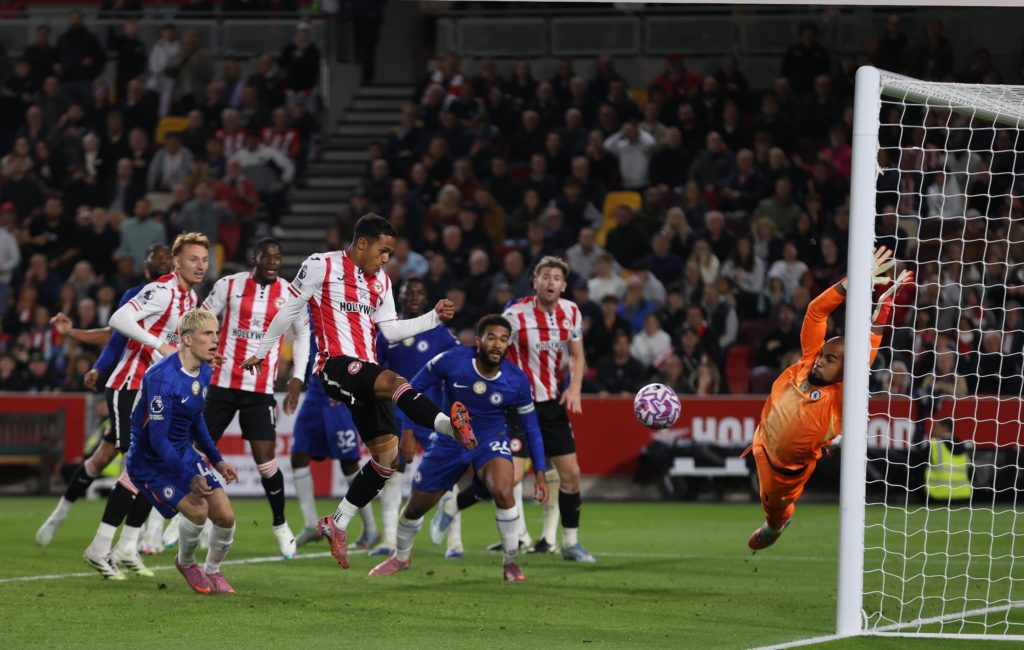Fabio Carvalho scores during Brentford v Chelsea - Premier League