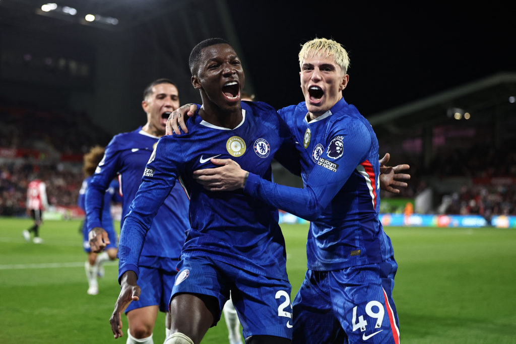 Chelsea's Moises Caicedo celebrating goal