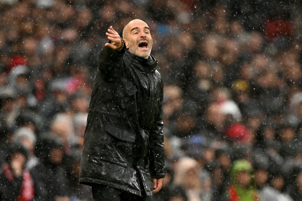 Enzo Maresca issues instructions during Manchester United vs Chelsea