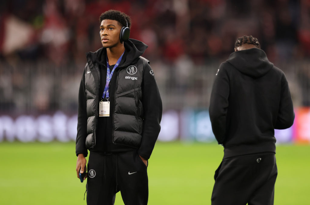 Josh Acheampong before Chelsea's Champions League match away to Bayern Munich.