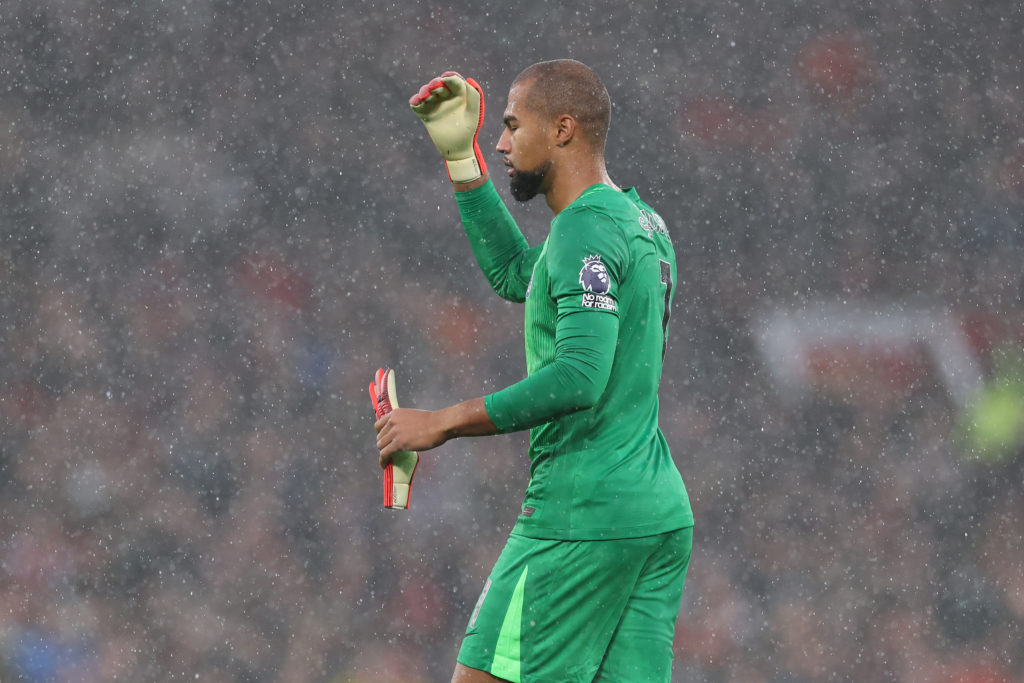 Robert Sanchez looks on after being sent off during Manchester United v Chelsea - Premier League