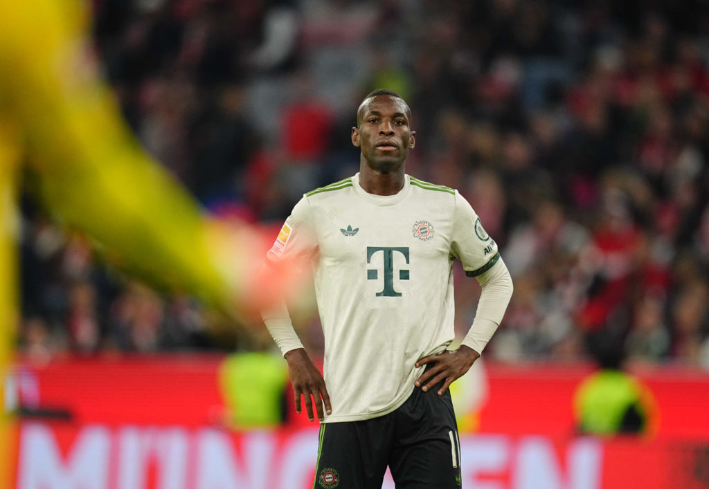 Nicolas Jackson (Bayern Munich) looks on during the 1.Bundesliga match between FC Bayern München and Werder Bremen.