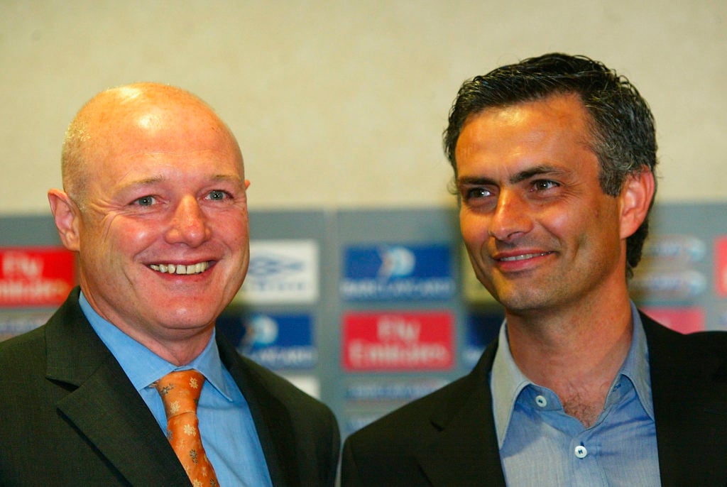 Jose Mourinho and Peter Kenyon during a Chelsea press conference at Stamford Bridge.