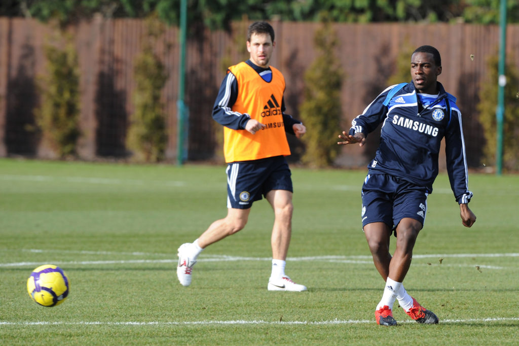 Joe Cole and Gael Kakuta pictured in Chelsea training at Cobham.