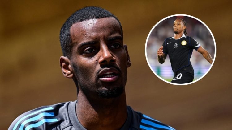 Alexander Isak in pre-season for Newcastle United. Inset, Joao Pedro playing for Chelsea in the Premier League.