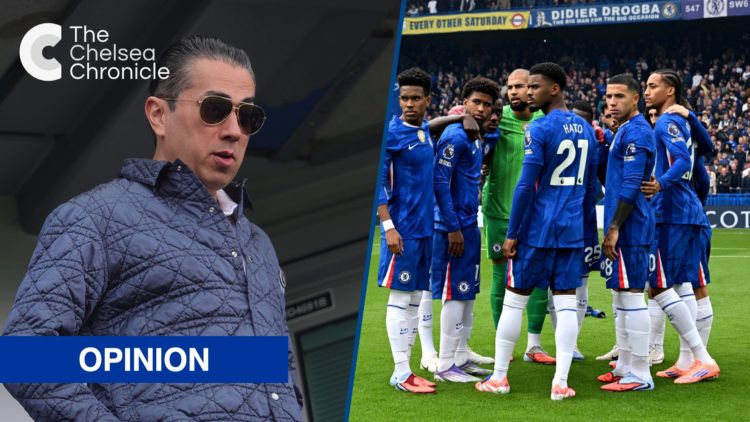 Split image - Chelsea owner Behdad Eghbali watching game and Chelsea players before Brighton game