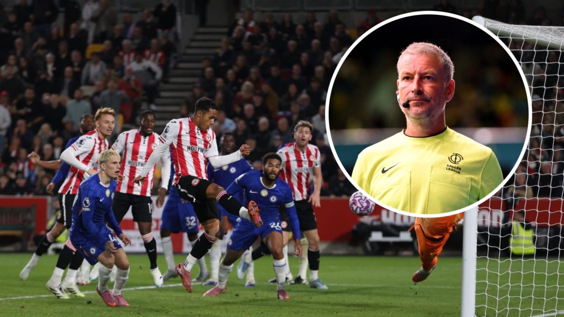 Fabio Carvalho scores during Brentford v Chelsea - Premier League. Mark Clattenberg referees during Baller League x Match Day 10