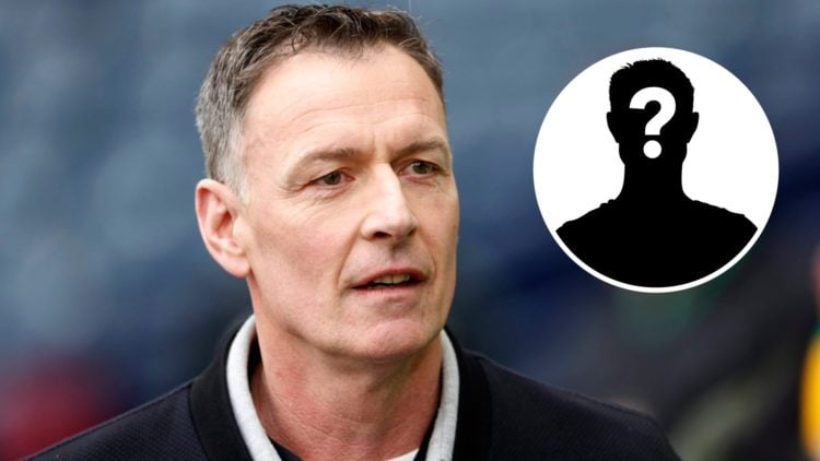 Chris Sutton working as a pundit for the Scottish Cup final. Inset, mystery football player.