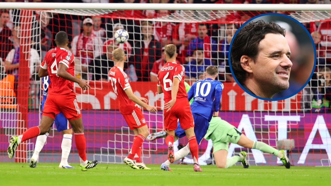 Cole Palmer scores in Bayern Munich vs Chelsea, inset former midfielder Owen Hargreaves smiling