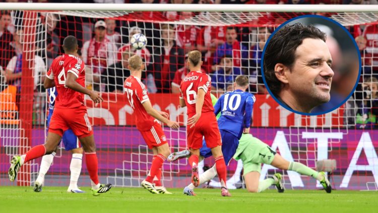 Cole Palmer scores in Bayern Munich vs Chelsea, inset former midfielder Owen Hargreaves smiling