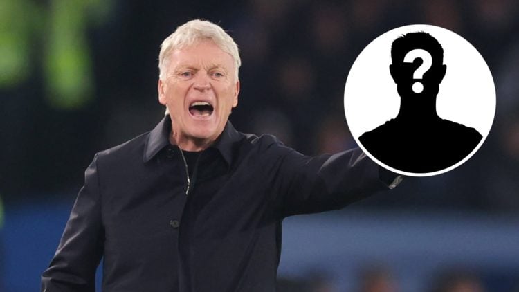 David Moyes working as the Everton manager in the Premier League. Inset, mystery football player.