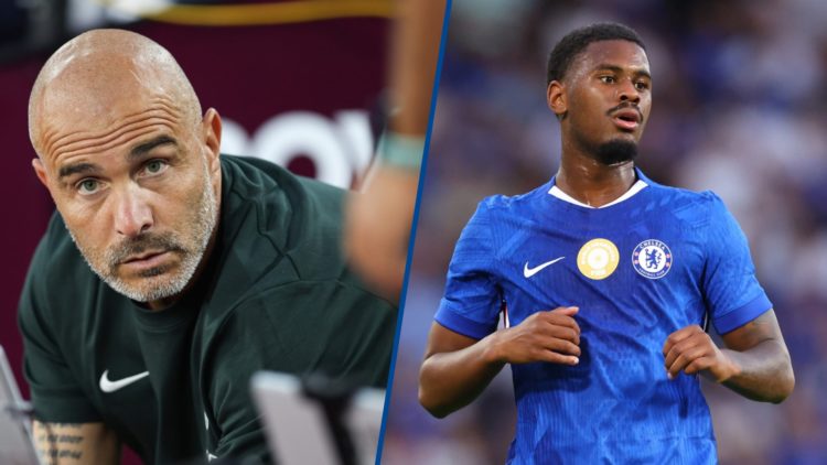 Split image - Enzo Maresca looks on during West Ham United v Chelsea and Jorrel Hato playing for Chelsea against Bayer Leverkusen in a friendly