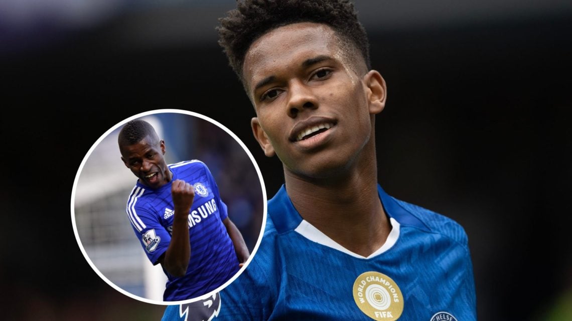 Estevao reacts during Chelsea v Fulham - Premier League. Inset: Ramires celebrates scoring during FA Cup - Fourth Round - Chelsea v Bradford City -...