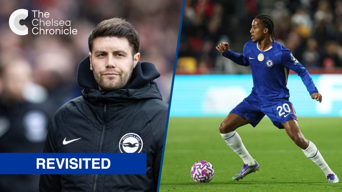 Split image - Brighton manager Fabian Hurzeler watching match and Joao Pedro playing for Chelsea against Brentford in the Premier League