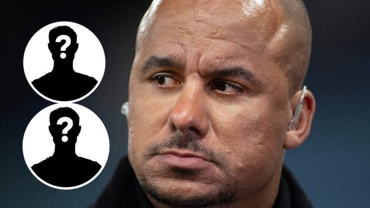Gabriel Agbonlahor as a pundit for Aston Villa v Liverpool in the Premier League. Insets, mystery football players.