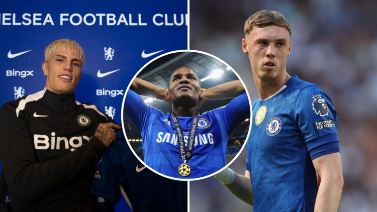 Chelsea Unveil New Signing Alejandro Garnacho at Stamford Bridge. Cole Palmer playing for Chelsea against Crystal Palace in the Premier League. Flo...