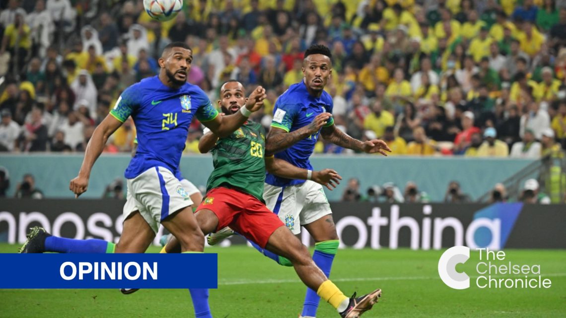Brazil defender Gleison Bremer competing for the ball