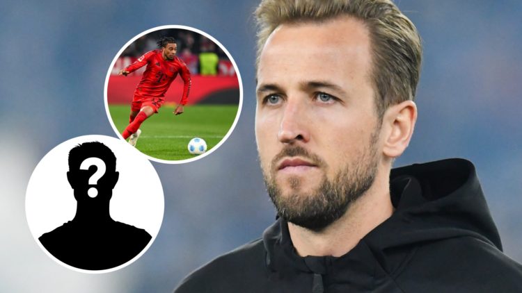 Harry Kane for Bayern Munich against Lazio in the Champions League. Inset, Michael Olise playing for Bayern Munich against RB Leipzig in the Champi...