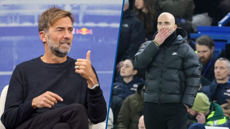 Split image - Presentation of Jurgen Klopp As Head Of Global Soccer Red Bull and Enzo Maresca during Chelsea vs West Ham