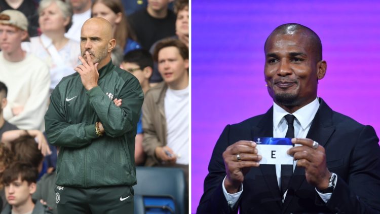 Enzo Maresca looks on during Chelsea v Fulham - Premier League. Florent Malouda conducts the draw during UEFA Champions League 2020/21 Group Stage ...