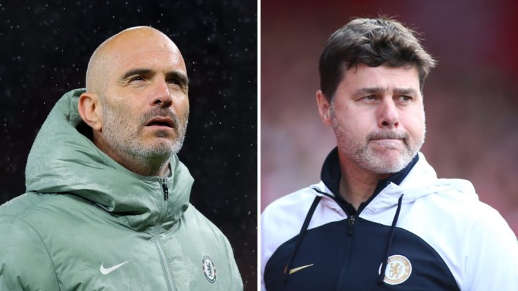 Enzo Maresca looks on during Manchester United v Chelsea - Premier League. Mauricio Pochettino looks on during Nottingham Forest v Chelsea FC - Pre...