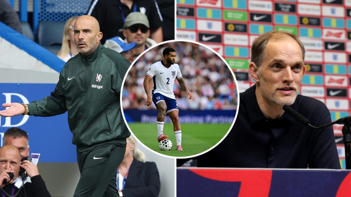 Chelsea manager Enzo Maresca during the Premier League match against Fulham.. Thomas Tuchel, Head Coach of England, speaks to the media during a pr...
